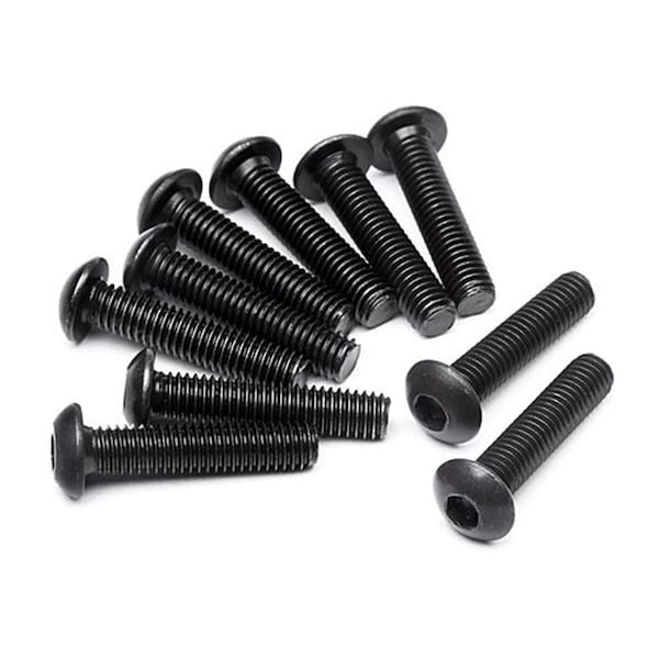 Adornos M3 x 14 mm Button Head Screw Hex Socket Spare Parts, Black - 10 Piece AD2988382 - main